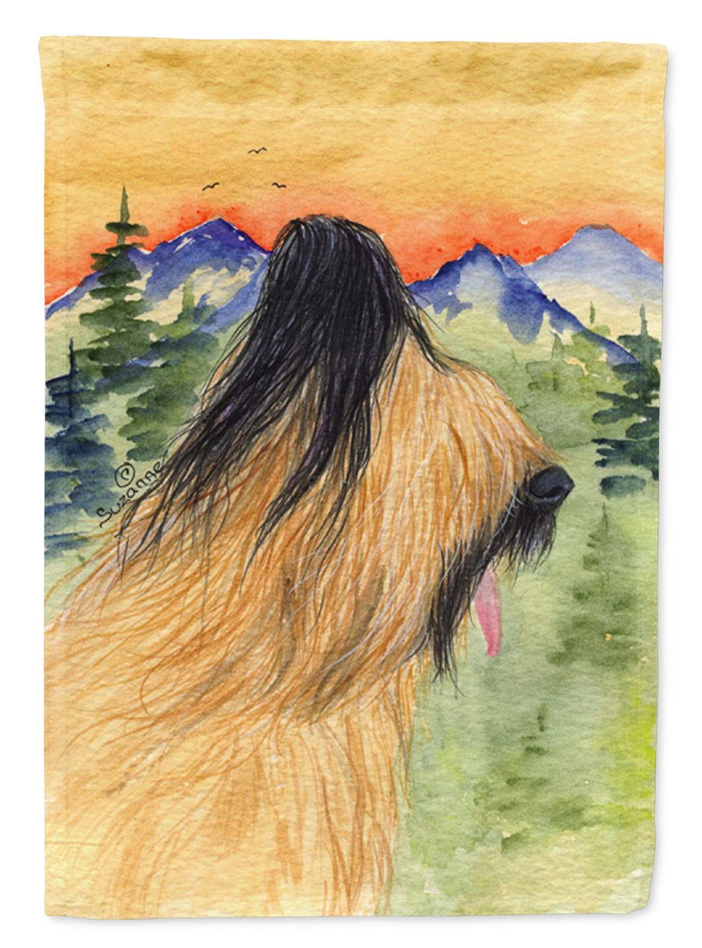 Briard House Flag 28x40 Porch Sleeve Pole Decorative Outside Yard Banner Artwork Wall Hanging, Polyester
