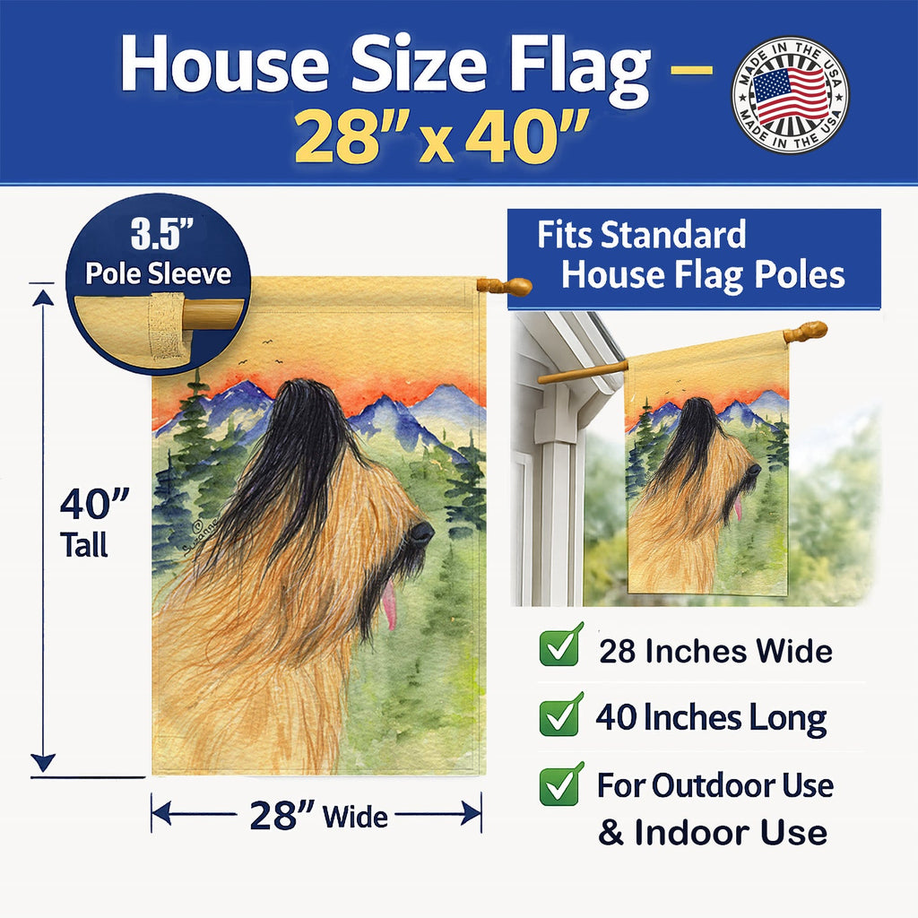 Briard House Flag 28x40 Porch Sleeve Pole Decorative Outside Yard Banner Artwork Wall Hanging, Polyester