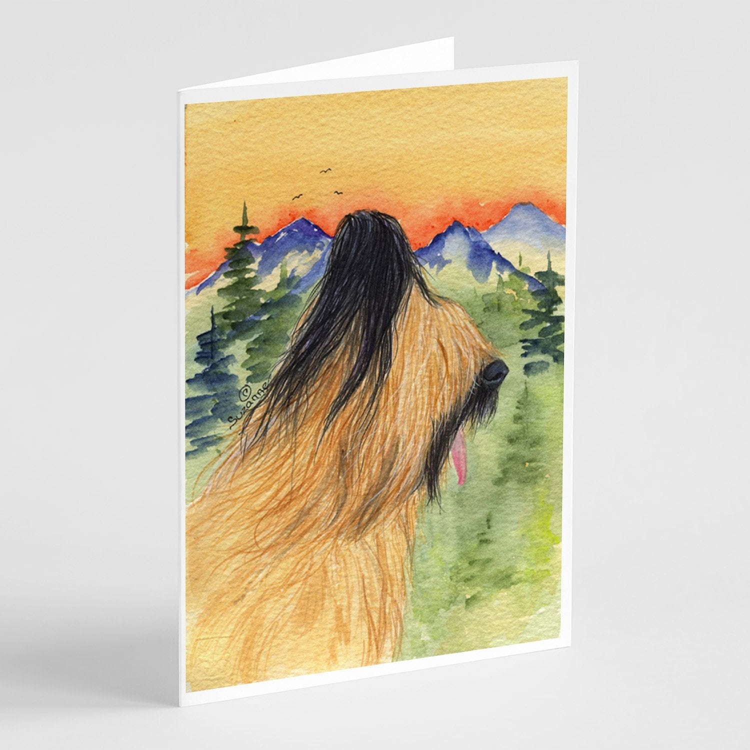 Briard Greeting Cards Pack of 8 Blank Cards with Envelopes Whimsical A7 Size 5x7