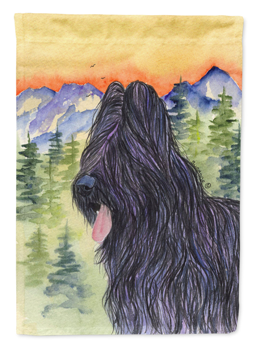 Briard House Flag 28x40 Porch Sleeve Pole Decorative Outside Yard Banner Artwork Wall Hanging, Polyester