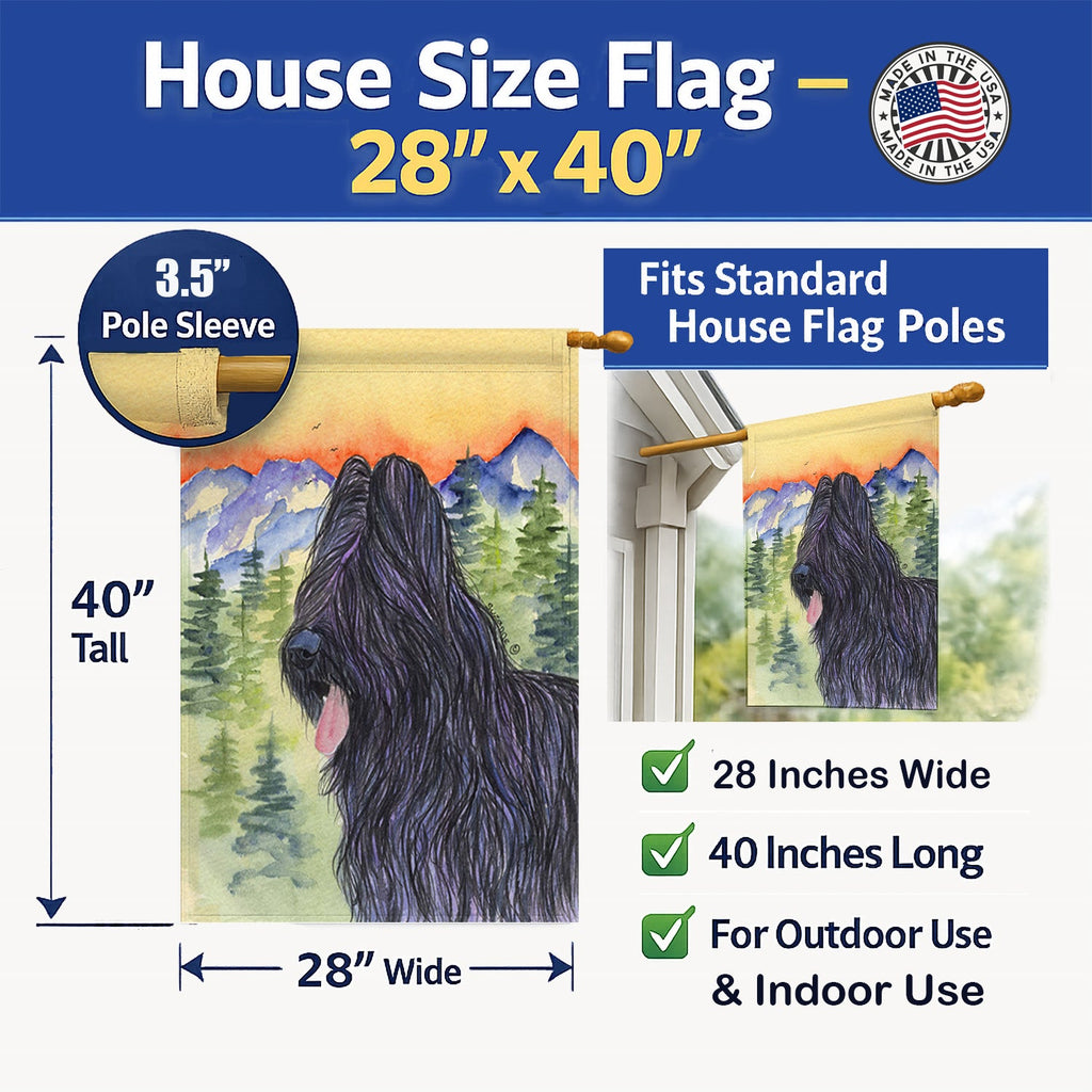 Briard House Flag 28x40 Porch Sleeve Pole Decorative Outside Yard Banner Artwork Wall Hanging, Polyester