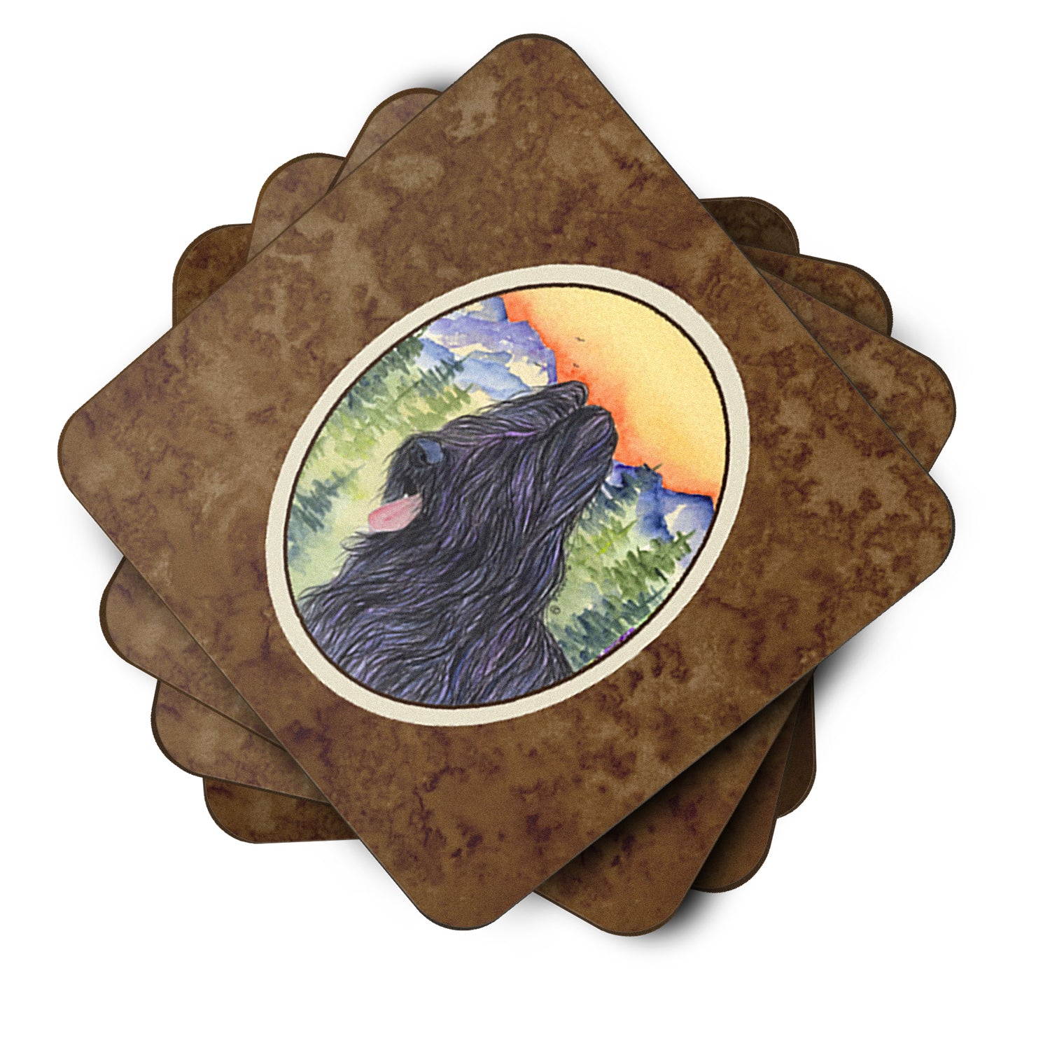Briard Foam Coasters Set of 4 Cup Coasters for Indoor Outdoor, Tabletop Protection, Anti Slip, Mouse pad Material