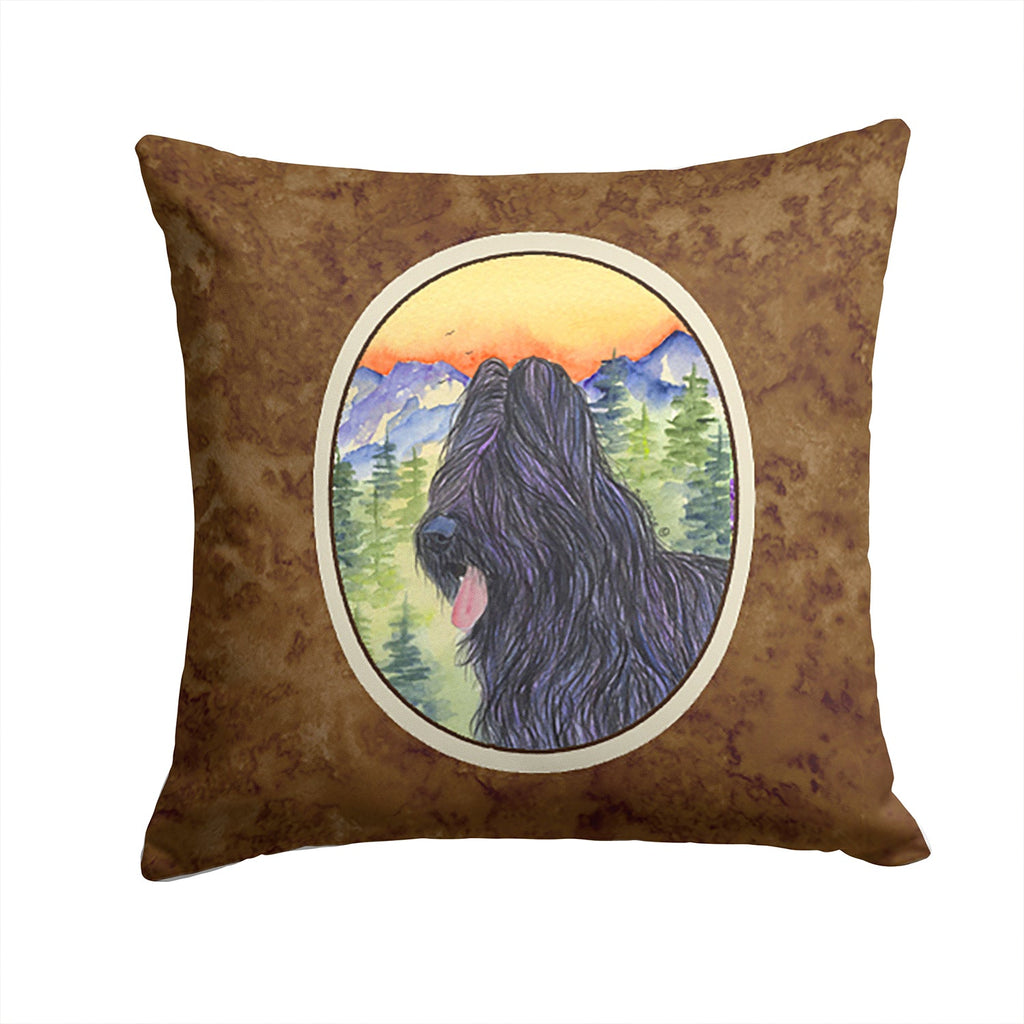 Briard Decorative Throw Pillow 14x14 Indoor Outdoor Accent Cushion, Fabric Cover with Insert for Sofa, Bed, Porch & Living Room