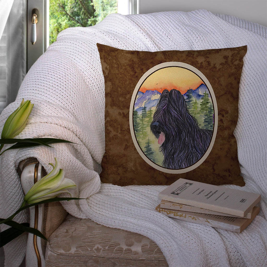 Briard Decorative Throw Pillow 14x14 Indoor Outdoor Accent Cushion, Fabric Cover with Insert for Sofa, Bed, Porch & Living Room
