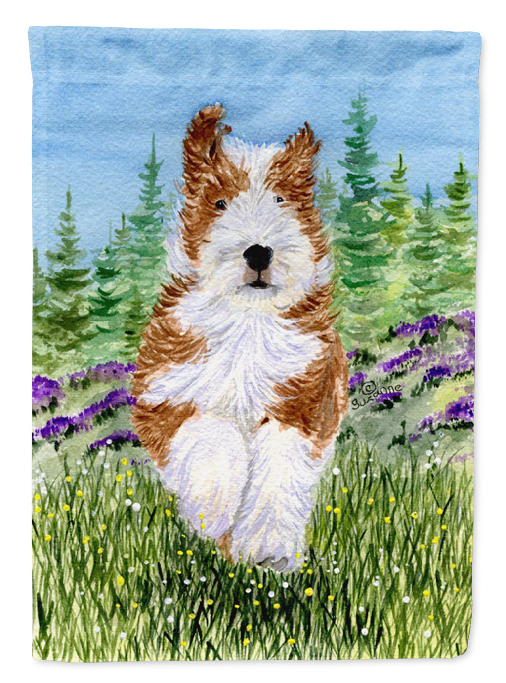Bearded Collie House Flag 28x40 Porch Sleeve Pole Decorative Outside Yard Banner Artwork Wall Hanging, Polyester