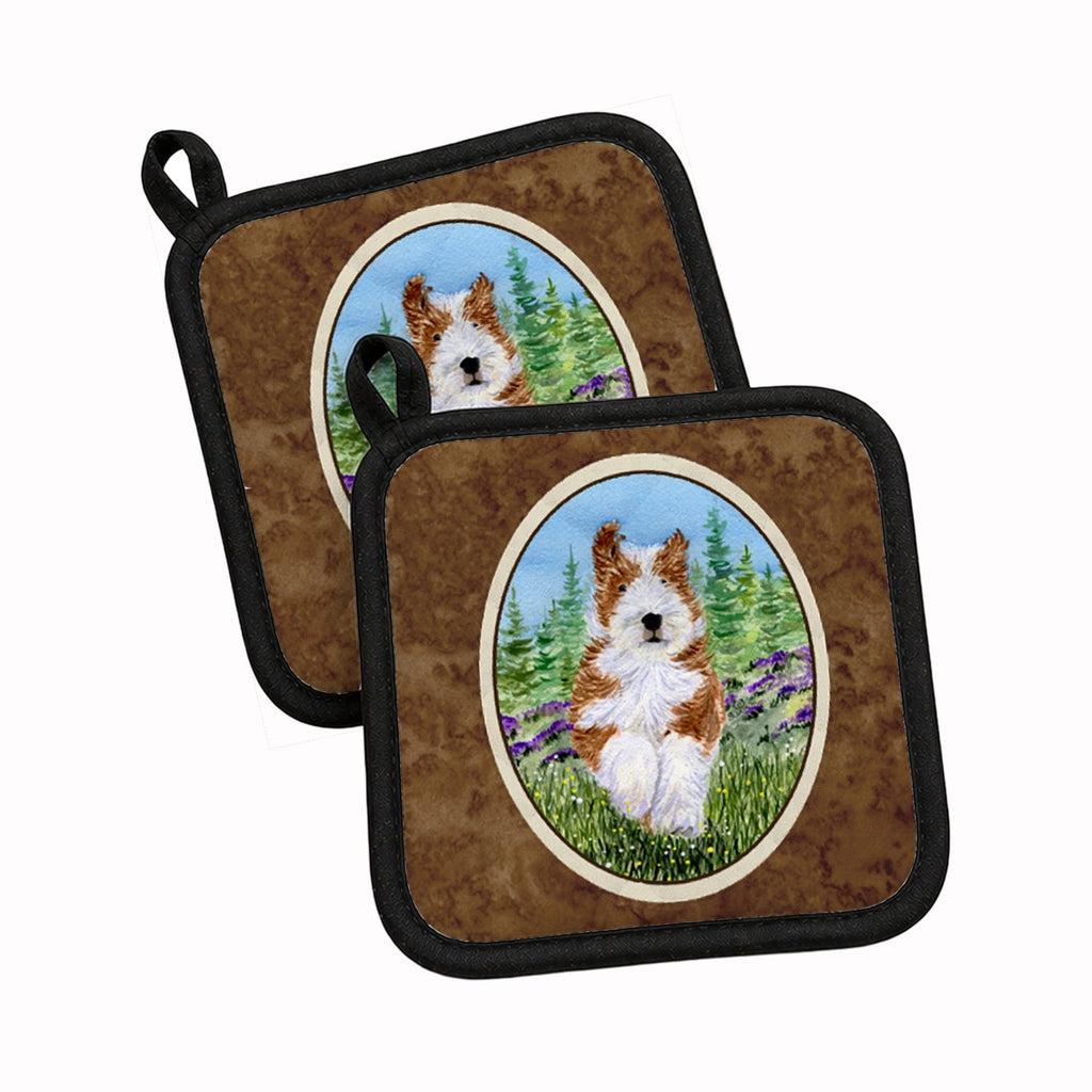 Bearded Collie Pot Holder Set of 2 Heat Resistant Quilted Hot Pads 7.5 x 7.5 Inch, Insulated Kitchen Trivets for Cooking & Baking