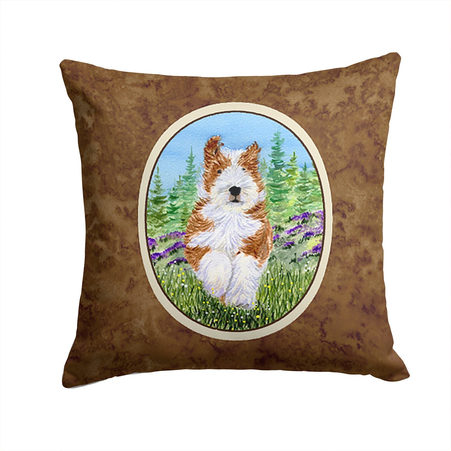 Bearded Collie Decorative Throw Pillow 14x14 Indoor Outdoor Accent Cushion, Fabric Cover with Insert for Sofa, Bed, Porch & Living Room