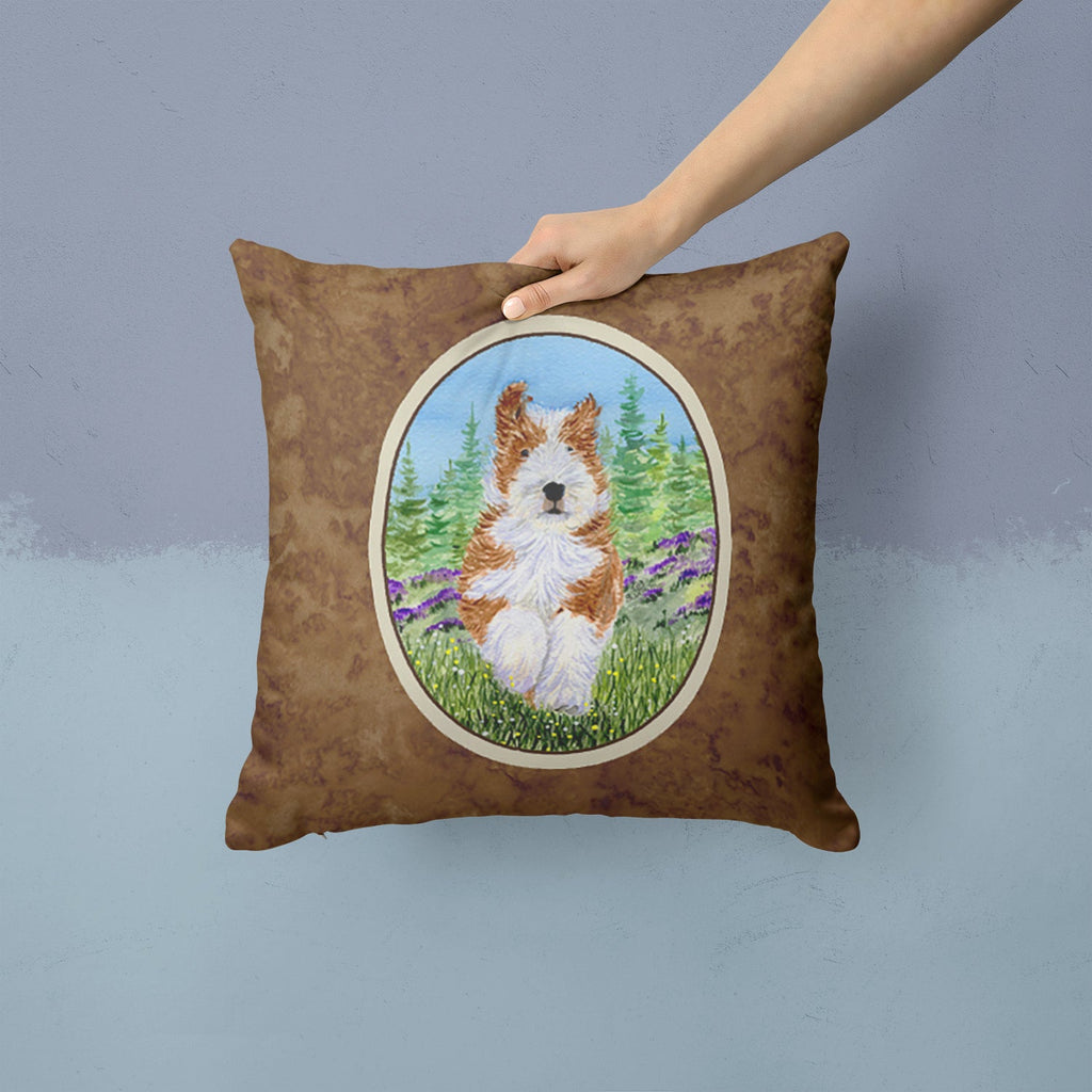 Bearded Collie Decorative Throw Pillow 14x14 Indoor Outdoor Accent Cushion, Fabric Cover with Insert for Sofa, Bed, Porch & Living Room