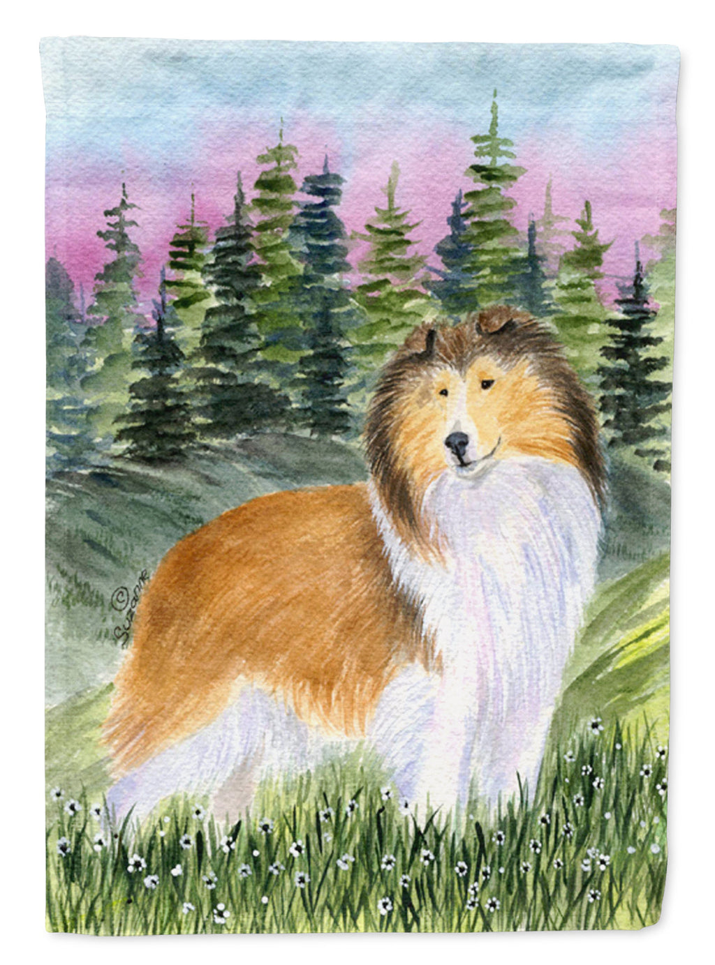 Sheltie House Flag 28x40 Porch Sleeve Pole Decorative Outside Yard Banner Artwork Wall Hanging, Polyester