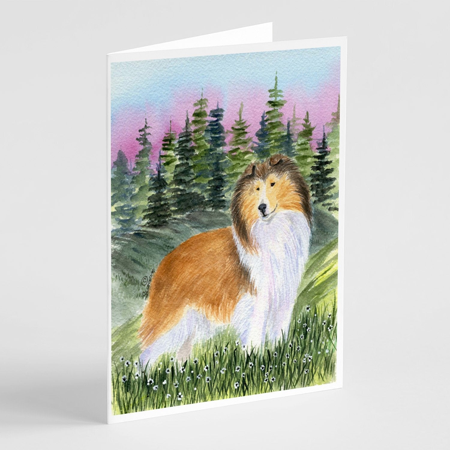 Sheltie Greeting Cards Pack of 8 Blank Cards with Envelopes Whimsical A7 Size 5x7