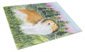 Sheltie Cutting Board Tempered Glass Kitchen Cutting Surface, Heat Resistant Chopping, Non-Slip Feet, Food Prep & Serving