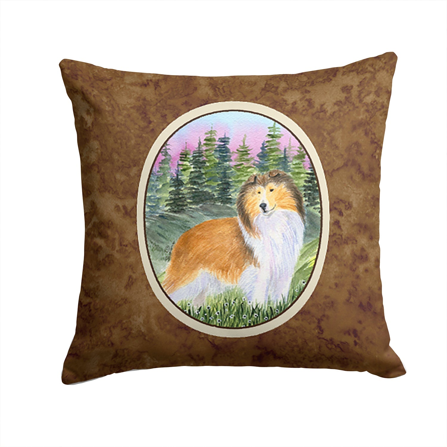Sheltie Decorative Throw Pillow 14x14 Indoor Outdoor Accent Cushion, Fabric Cover with Insert for Sofa, Bed, Porch & Living Room