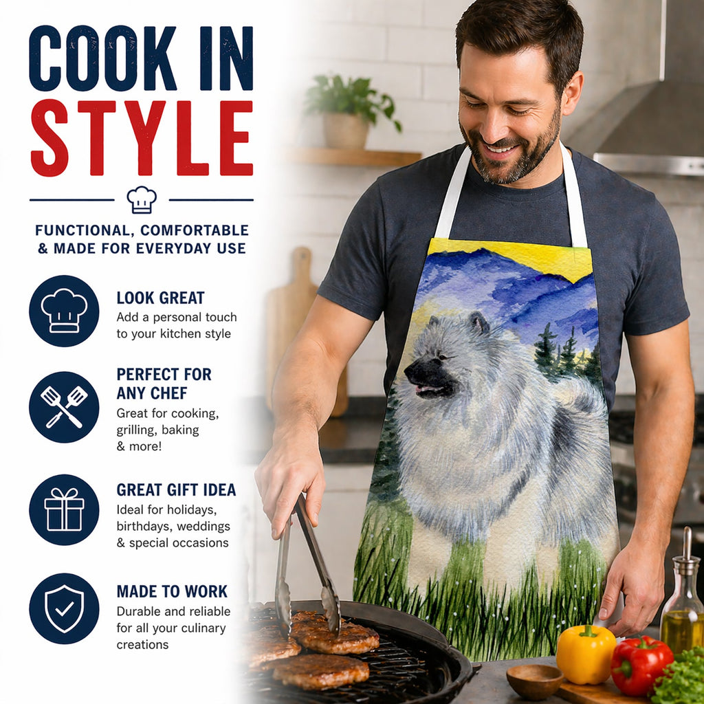 Keeshond Apron Cooking Kitchen Server Baking Crafts Gardening for Adult Women Men, Unisex, Large, Multicolor