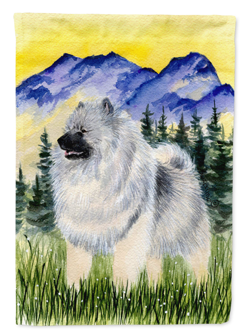 Keeshond House Flag 28x40 Porch Sleeve Pole Decorative Outside Yard Banner Artwork Wall Hanging, Polyester