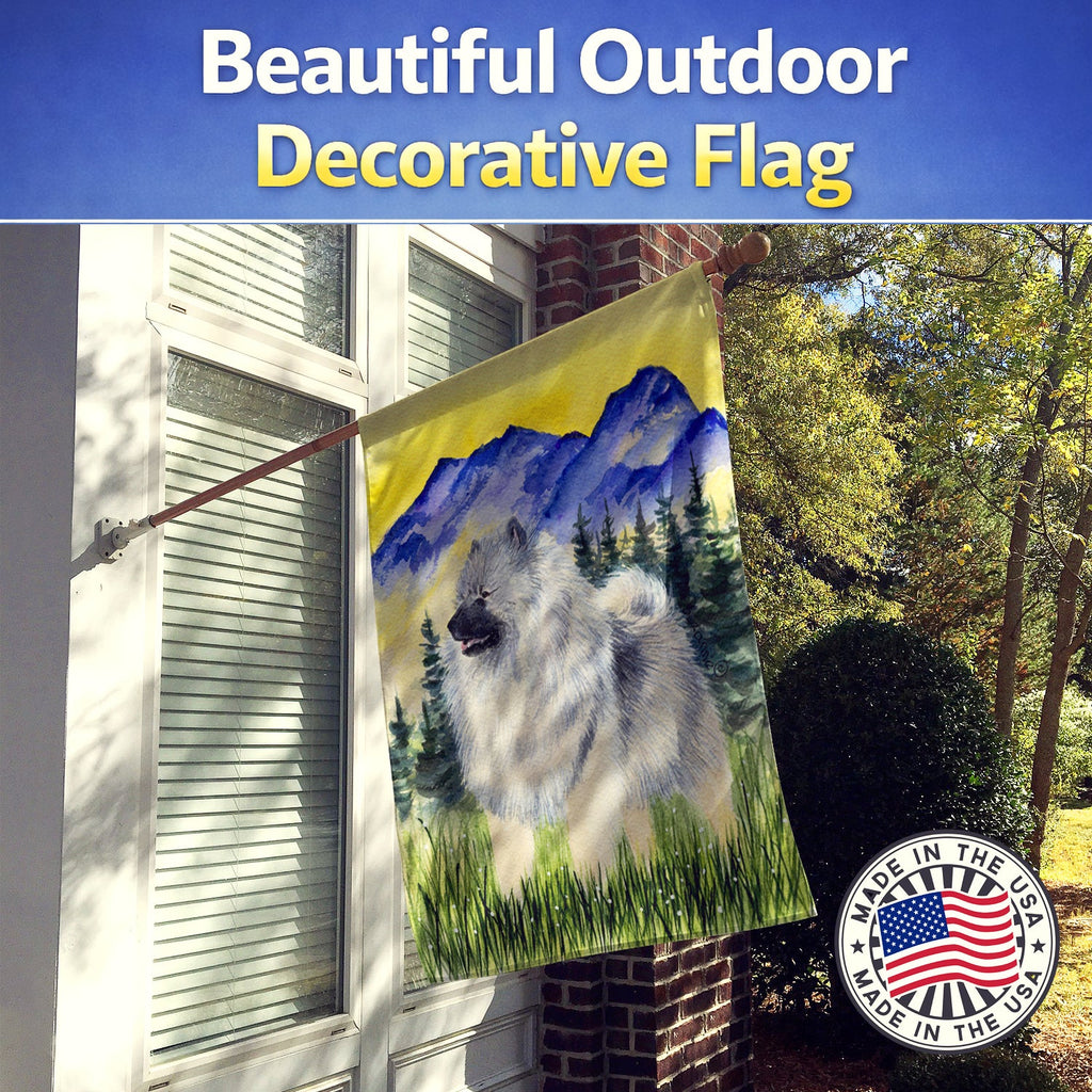Keeshond House Flag 28x40 Porch Sleeve Pole Decorative Outside Yard Banner Artwork Wall Hanging, Polyester