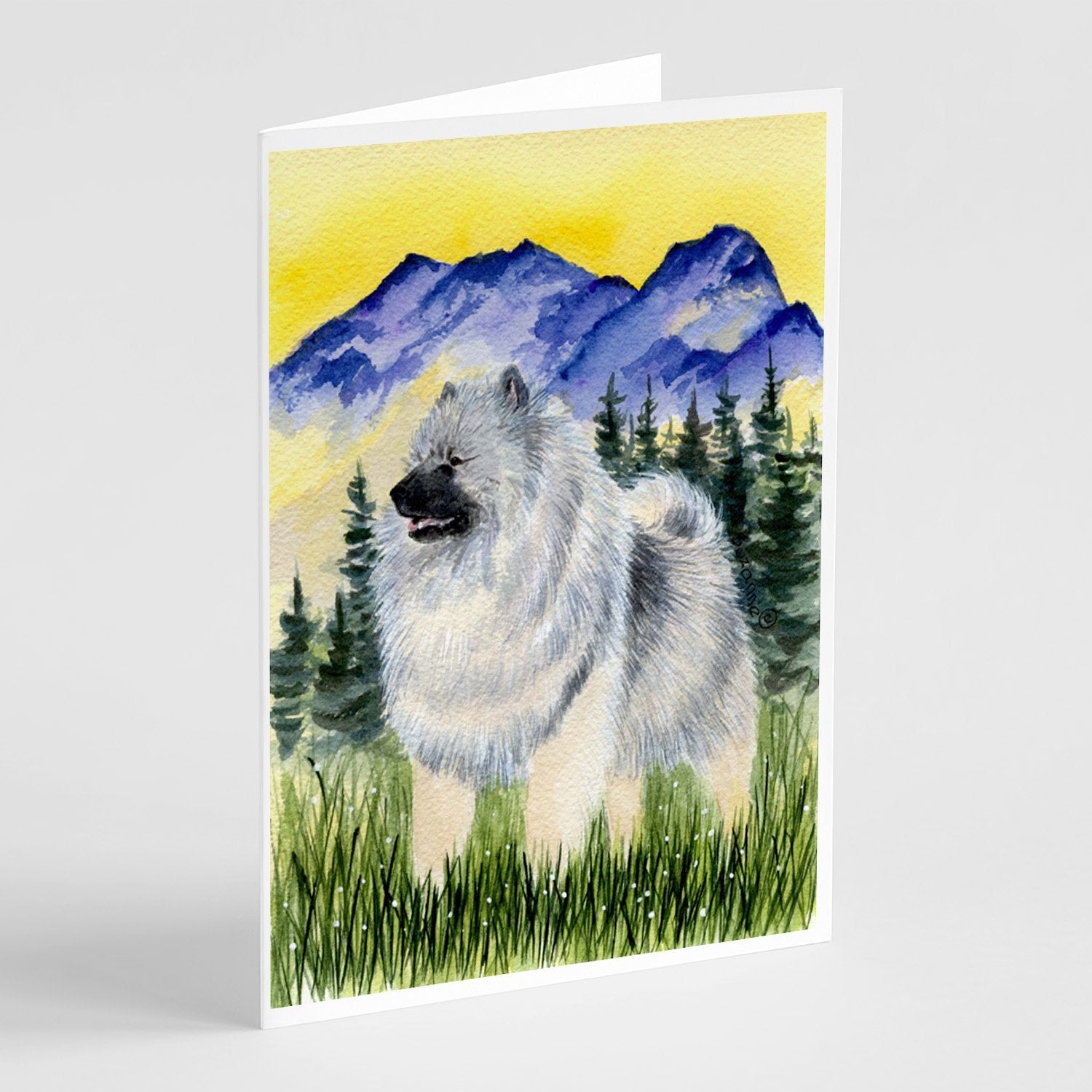 Keeshond Greeting Cards Pack of 8 Blank Cards with Envelopes Whimsical A7 Size 5x7