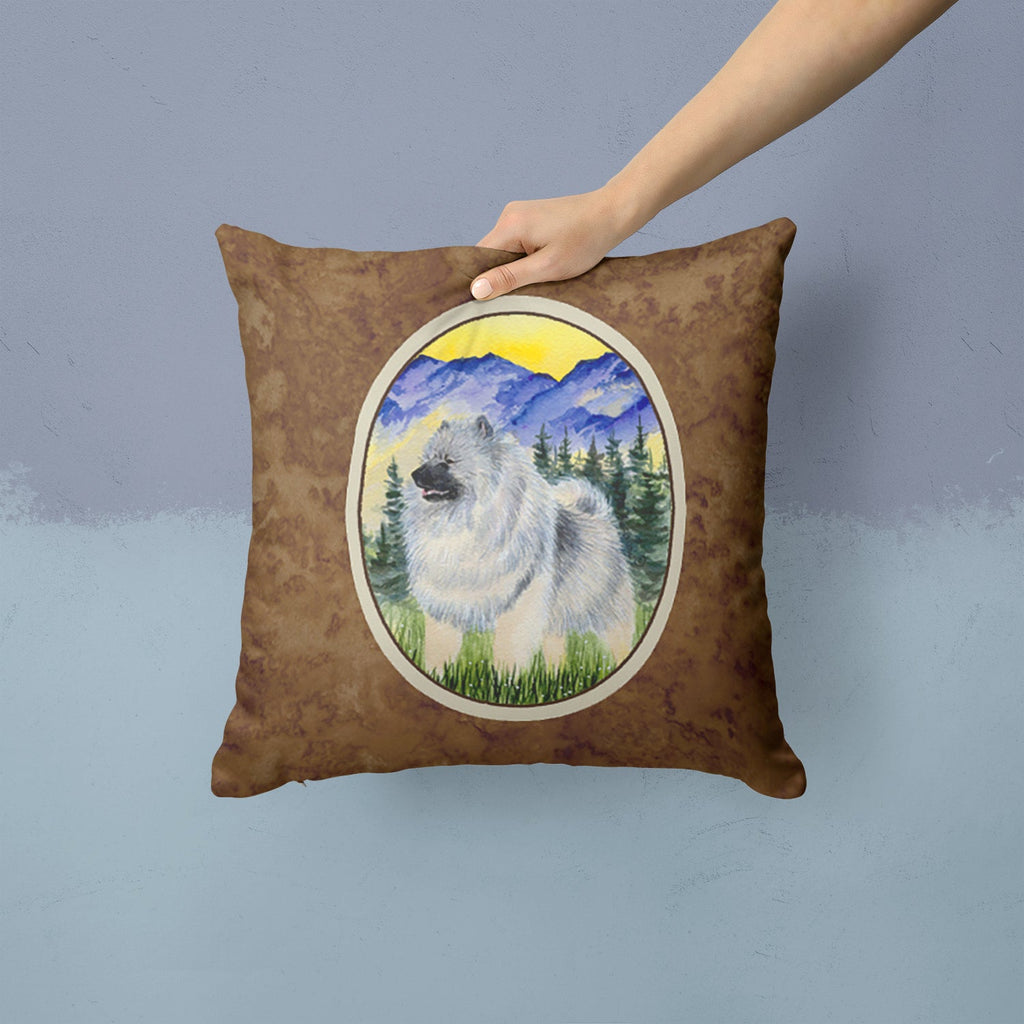 Keeshond Decorative Throw Pillow 14x14 Indoor Outdoor Accent Cushion, Fabric Cover with Insert for Sofa, Bed, Porch & Living Room