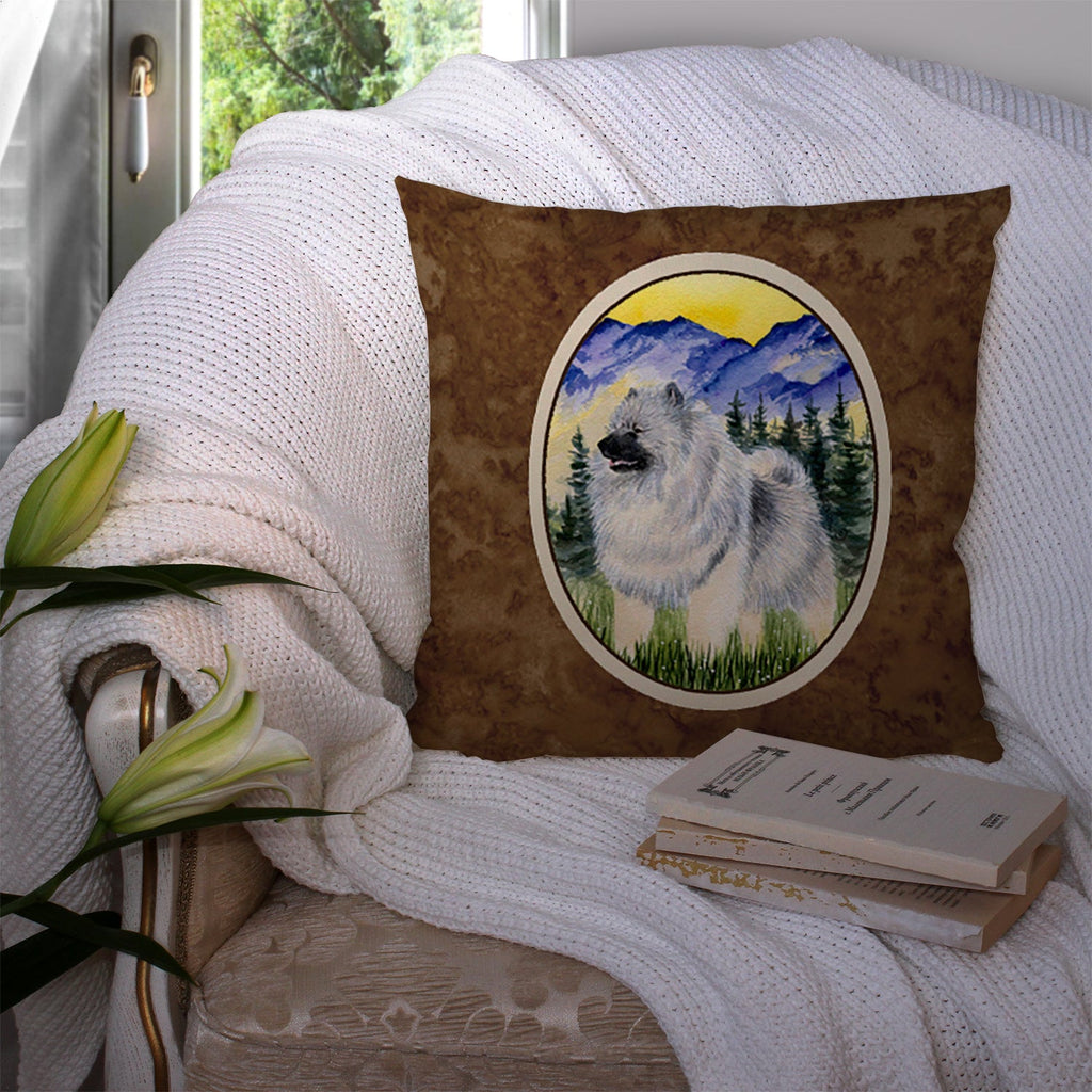 Keeshond Decorative Throw Pillow 14x14 Indoor Outdoor Accent Cushion, Fabric Cover with Insert for Sofa, Bed, Porch & Living Room