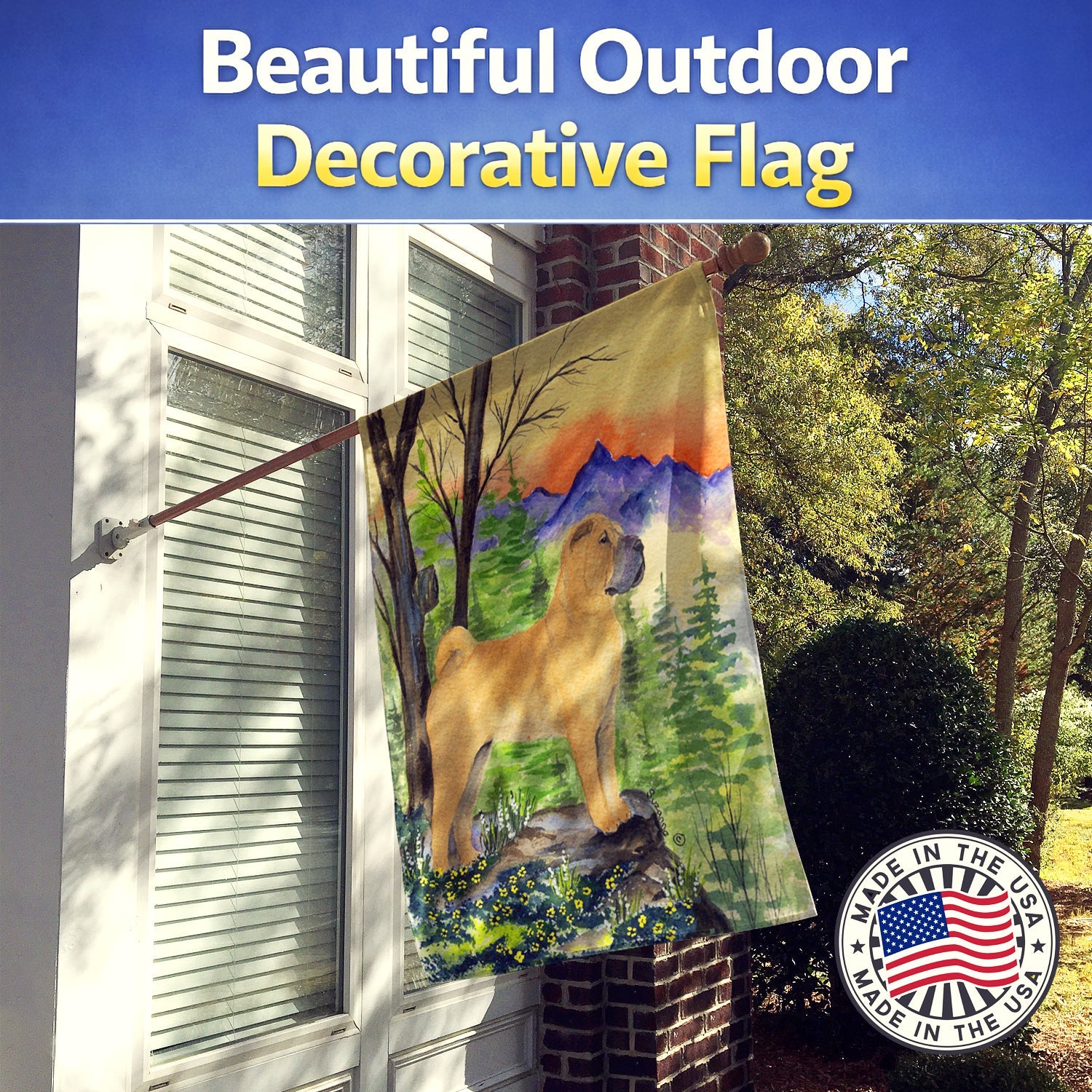 Shar Pei House Flag 28x40 Porch Sleeve Pole Decorative Outside Yard Banner Artwork Wall Hanging, Polyester