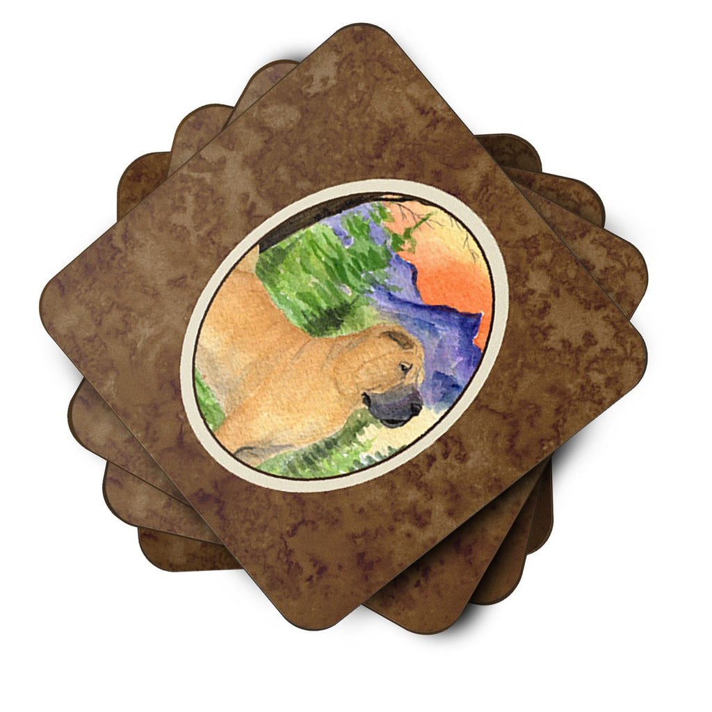 Shar Pei Foam Coasters Set of 4 Cup Coasters for Indoor Outdoor, Tabletop Protection, Anti Slip, Mouse pad Material