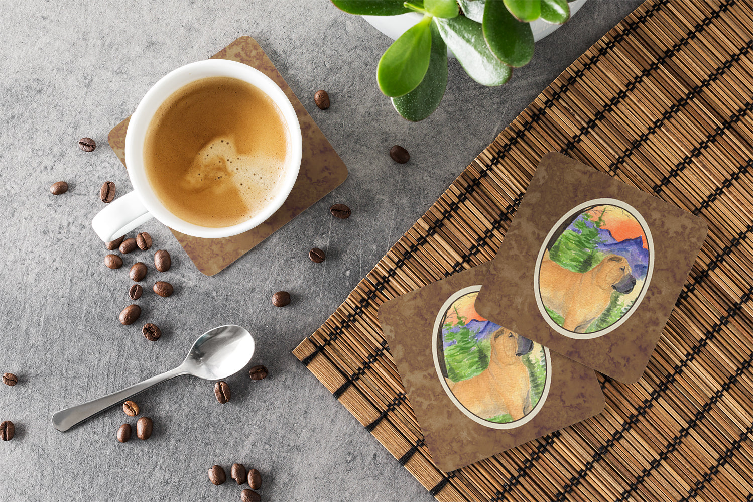 Shar Pei Foam Coasters Set of 4 Cup Coasters for Indoor Outdoor, Tabletop Protection, Anti Slip, Mouse pad Material