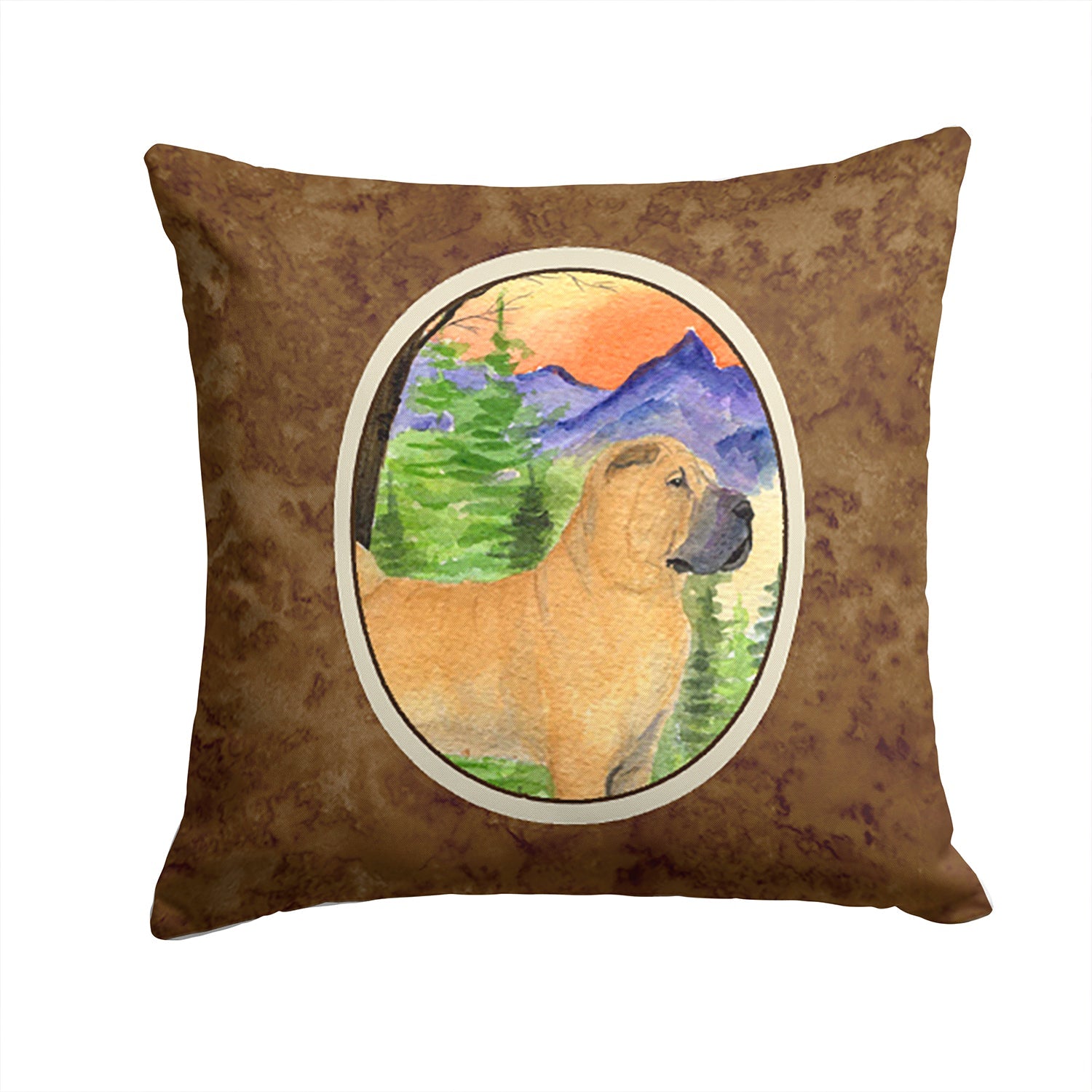 Shar Pei Decorative Throw Pillow 14x14 Indoor Outdoor Accent Cushion, Fabric Cover with Insert for Sofa, Bed, Porch & Living Room