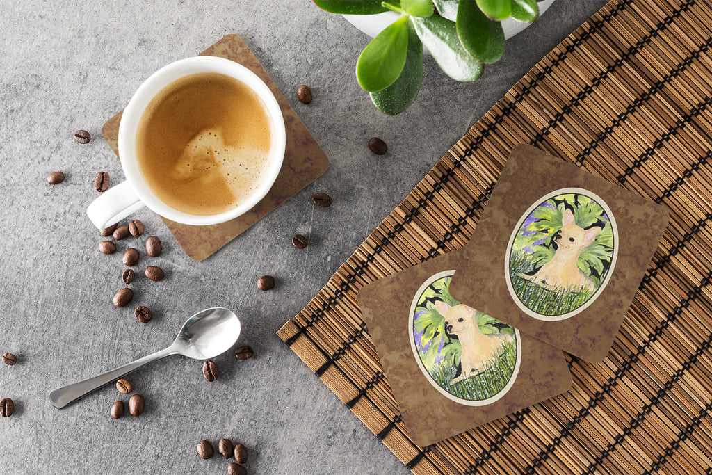 Chihuahua Foam Coasters Set of 4 Cup Coasters for Indoor Outdoor, Tabletop Protection, Anti Slip, Mouse pad Material
