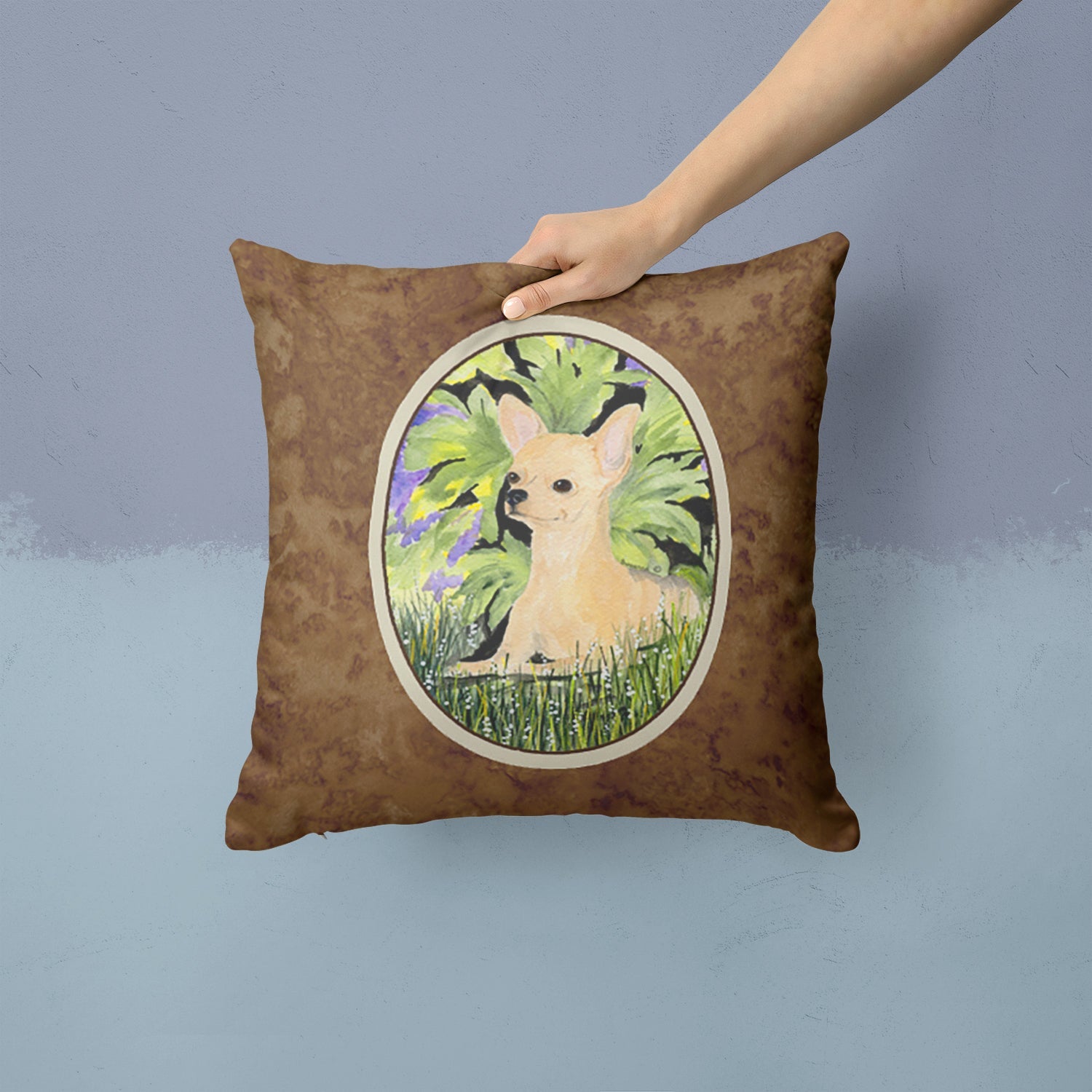 Chihuahua Decorative Throw Pillow 14x14 Indoor Outdoor Accent Cushion, Fabric Cover with Insert for Sofa, Bed, Porch & Living Room