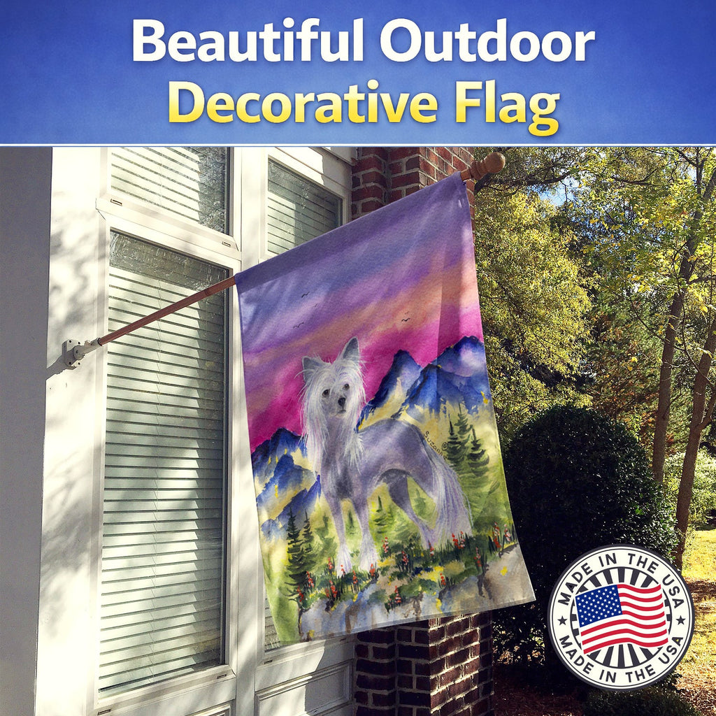 Chinese Crested House Flag 28x40 Porch Sleeve Pole Decorative Outside Yard Banner Artwork Wall Hanging, Polyester