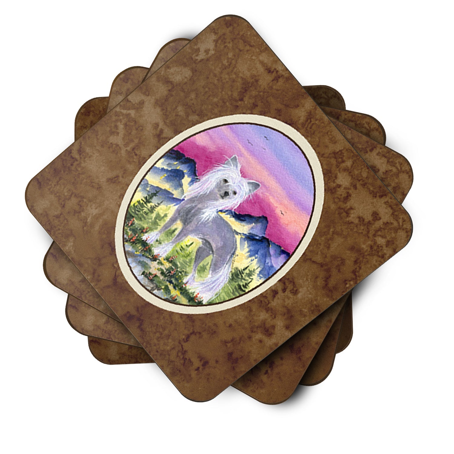 Chinese Crested Foam Coasters Set of 4 Cup Coasters for Indoor Outdoor, Tabletop Protection, Anti Slip, Mouse pad Material