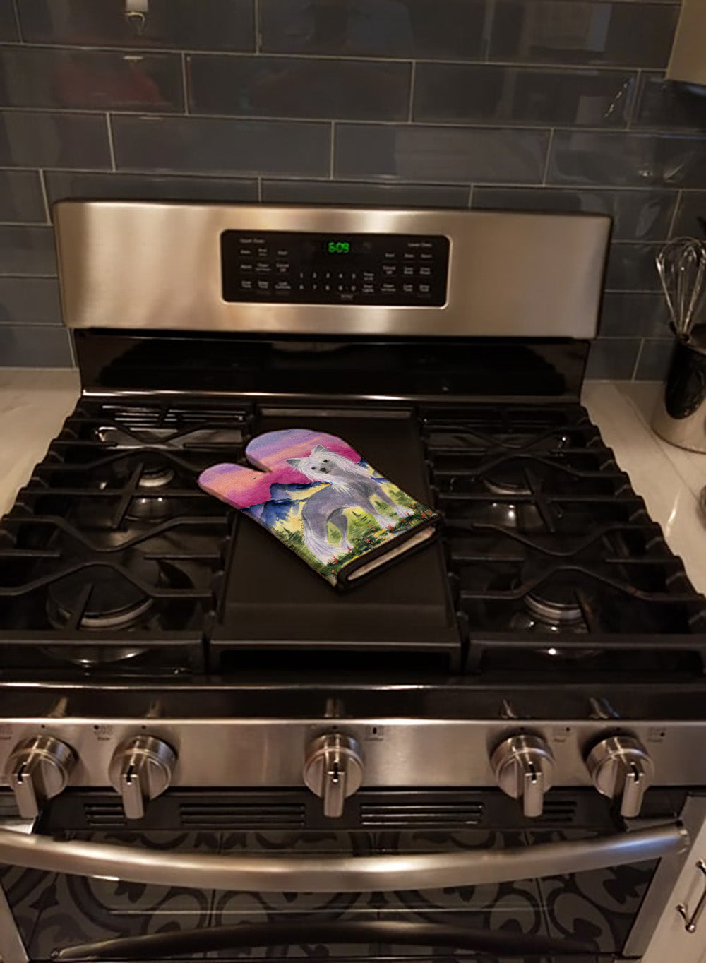 Chinese Crested Oven Mitt Heat Resistant Thick Oven Mitt for Hot Pans and Oven, Kitchen Mitt Protect Hands, Cooking Baking Glove