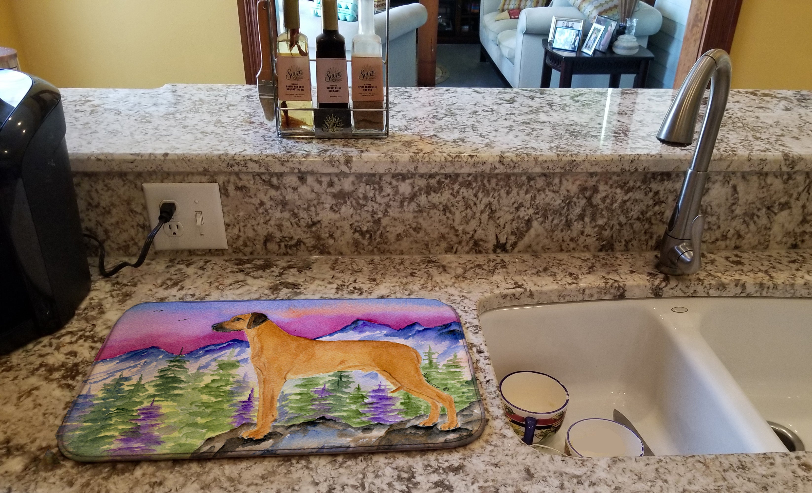 Rhodesian Ridgeback Dish Drying Mat Absorbent Dish Drying Mat Pad for Kitchen Counter Dish Drainer Mat for Countertop, 14 x 21", Multicolor