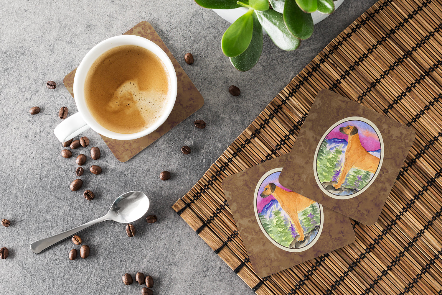 Rhodesian Ridgeback Foam Coasters Set of 4 Cup Coasters for Indoor Outdoor, Tabletop Protection, Anti Slip, Mouse pad Material