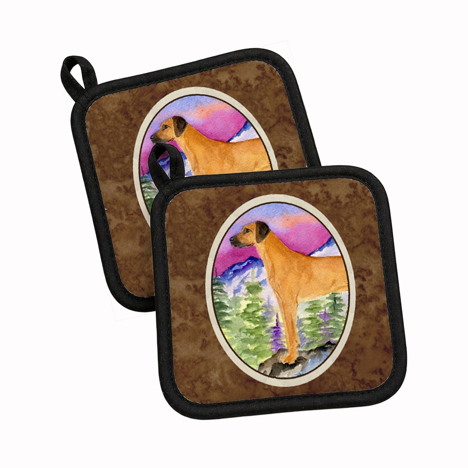 Rhodesian Ridgeback Pot Holder Set of 2 Heat Resistant Quilted Hot Pads 7.5 x 7.5 Inch, Insulated Kitchen Trivets for Cooking & Baking