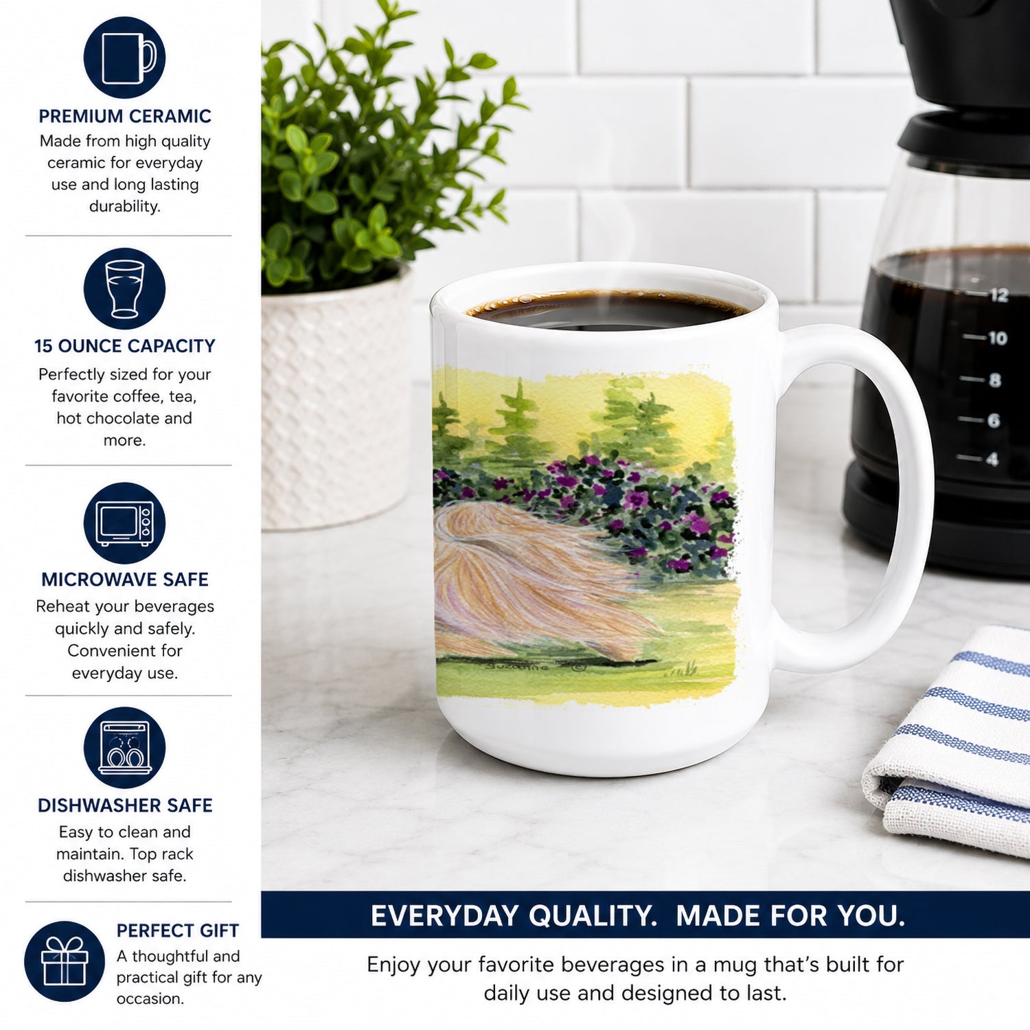 Lhasa Apso Ceramic Coffee Mug 15 oz Decorative Large C Handle Mug Cup for Tea, Cocoa Hot Chocolate