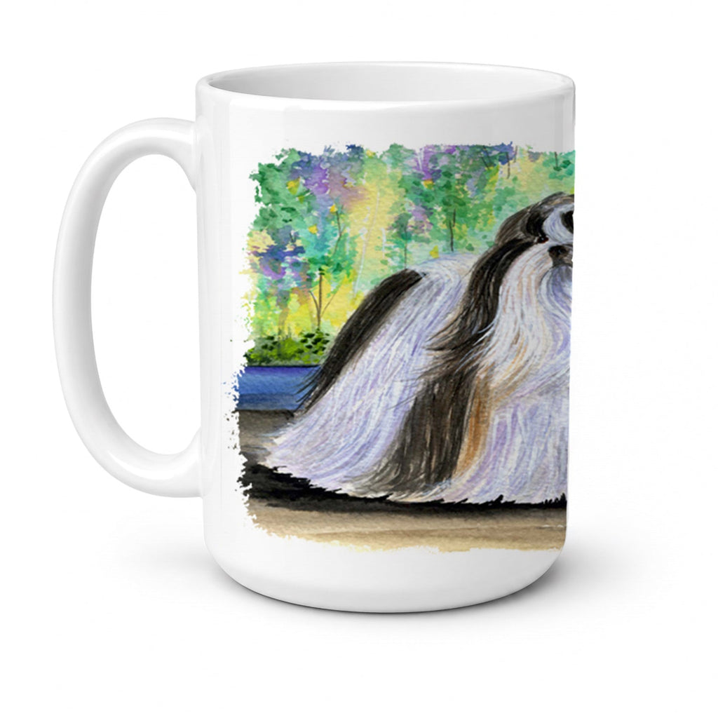 Shih Tzu Ceramic Coffee Mug 15 oz Decorative Large C Handle Mug Cup for Tea, Cocoa Hot Chocolate