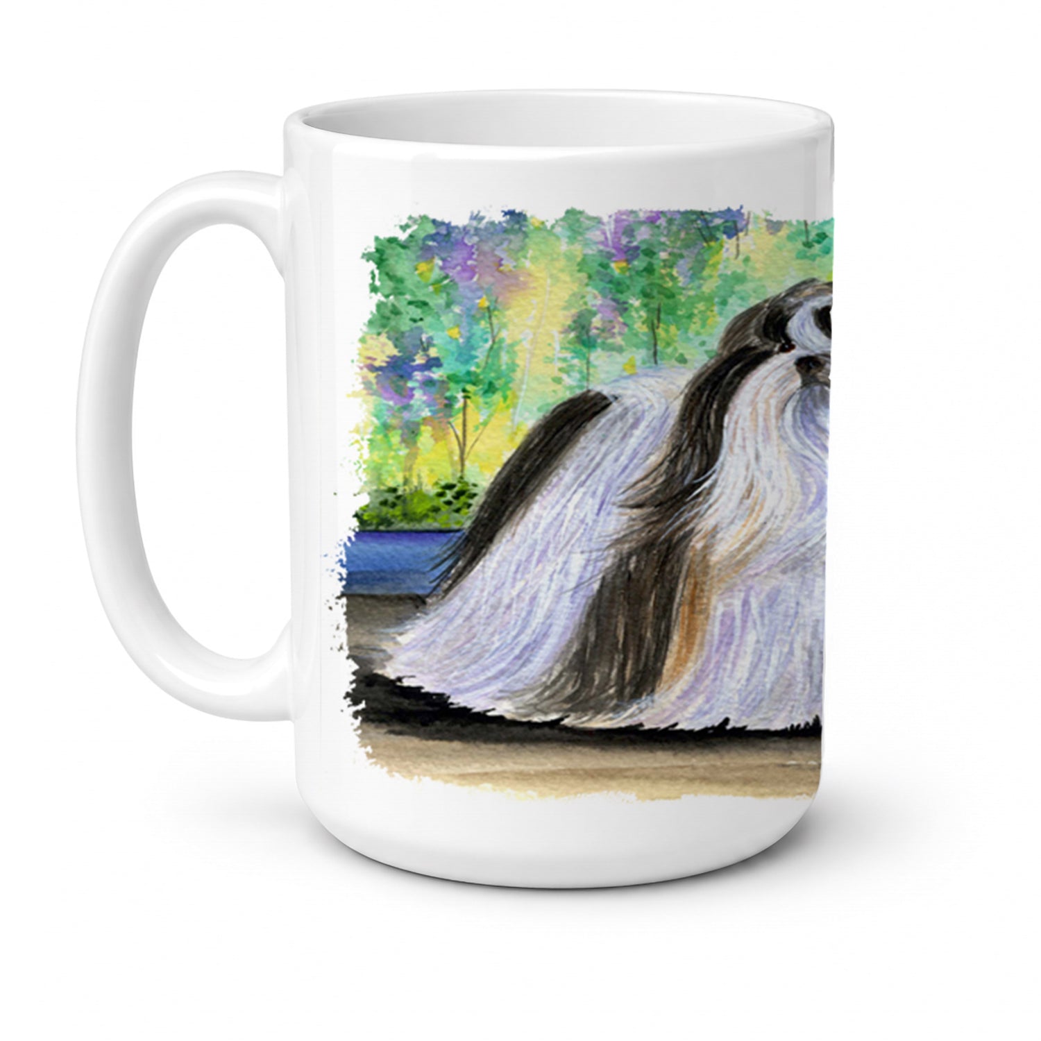 Shih Tzu Ceramic Coffee Mug 15 oz Decorative Large C Handle Mug Cup for Tea, Cocoa Hot Chocolate