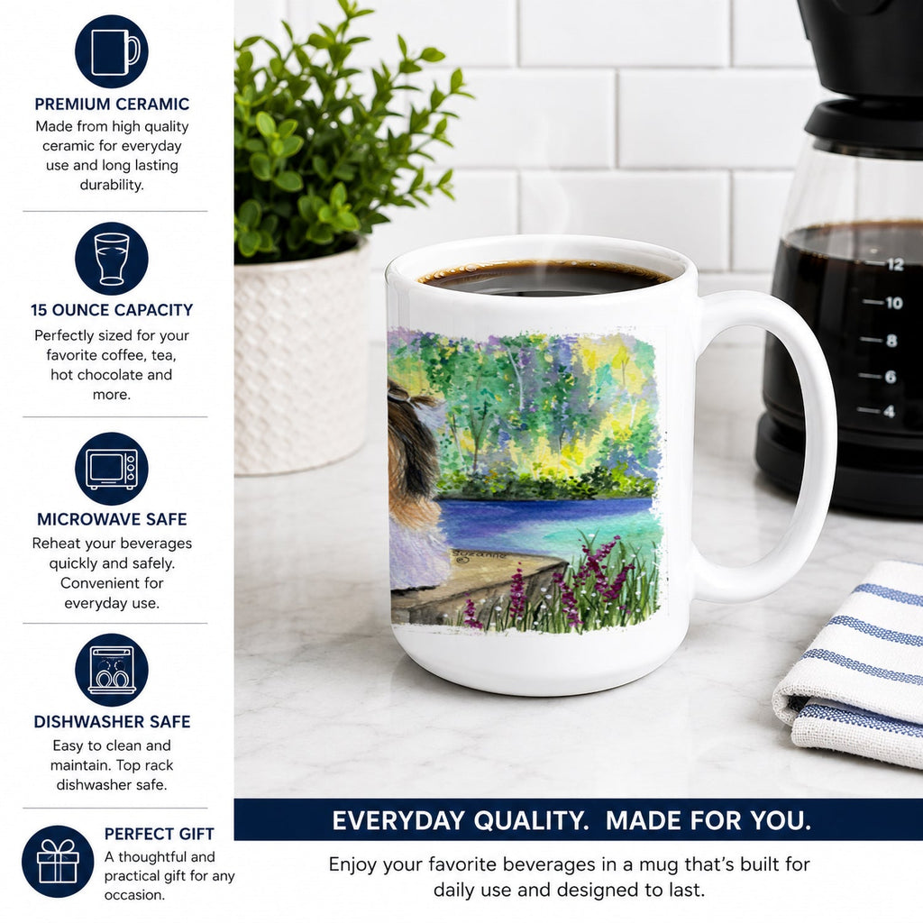 Shih Tzu Ceramic Coffee Mug 15 oz Decorative Large C Handle Mug Cup for Tea, Cocoa Hot Chocolate