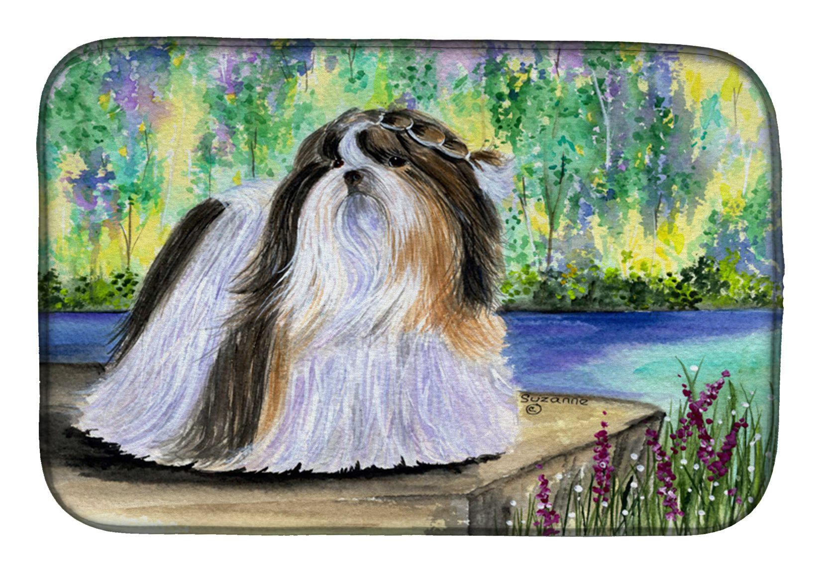 Shih Tzu Dish Drying Mat Absorbent Dish Drying Mat Pad for Kitchen Counter Dish Drainer Mat for Countertop, 14 x 21", Multicolor