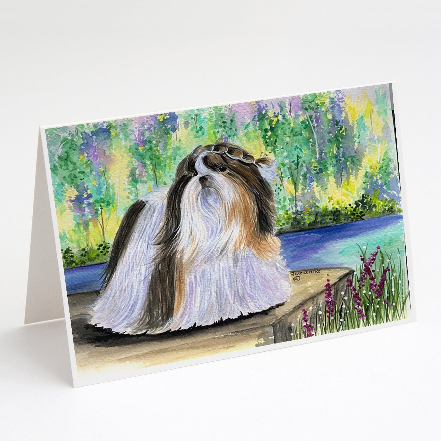 Shih Tzu Greeting Cards Pack of 8 Blank Cards with Envelopes Whimsical A7 Size 5x7