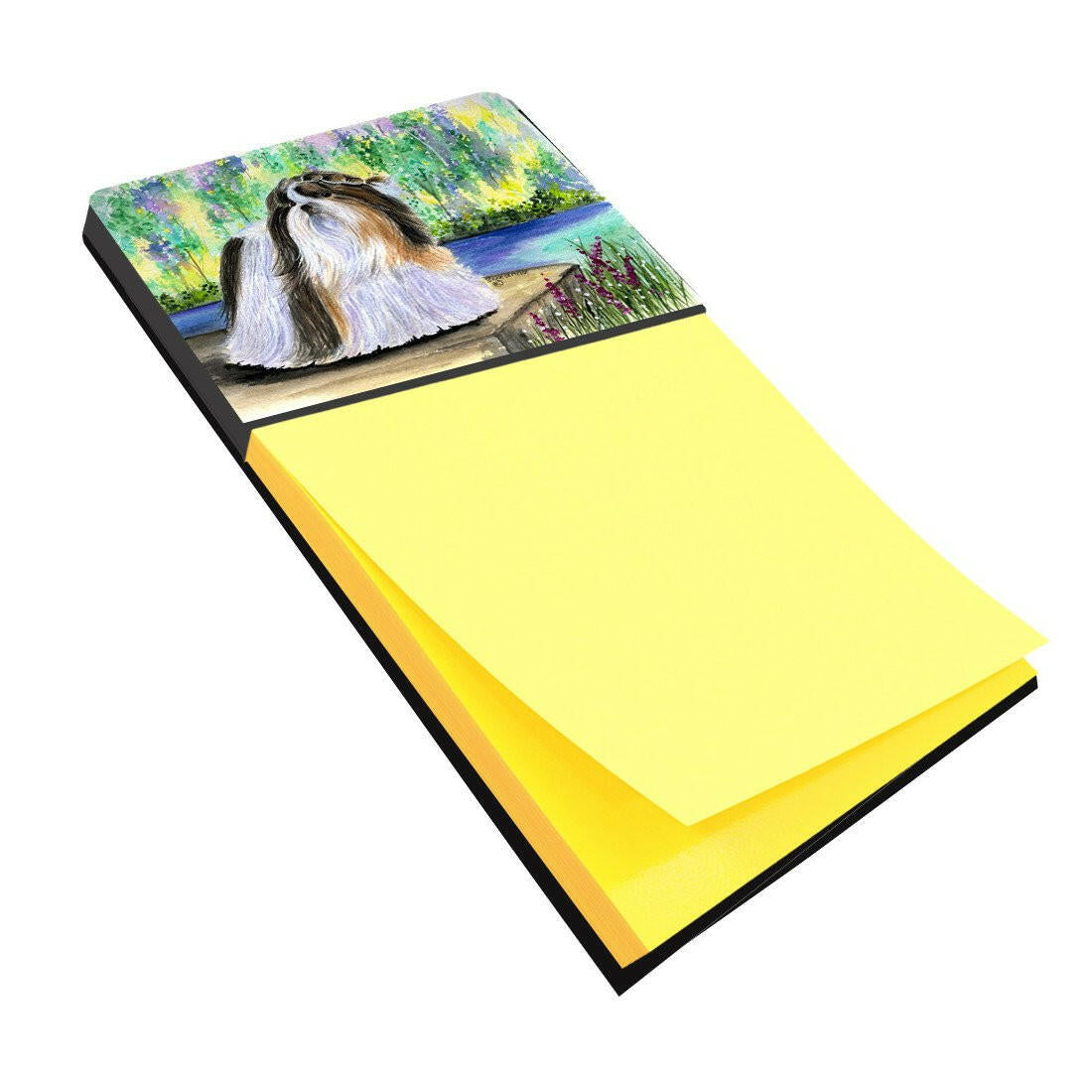 Shih Tzu Watercolor Sticky Note Holder Refillable Dispenser Desk Accessory 3x3 Pad Gift