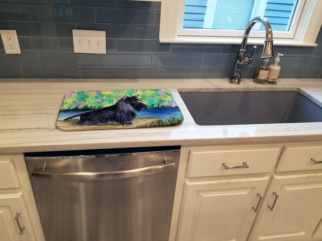 Scottish Terrier Dish Drying Mat Absorbent Dish Drying Mat Pad for Kitchen Counter Dish Drainer Mat for Countertop, 14 x 21", Multicolor