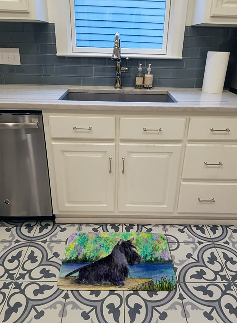 Scottish Terrier Memory Foam Kitchen Mat Machine Washable Anti-Fatigue Cushion Comfort Bath or Kitchen Rug