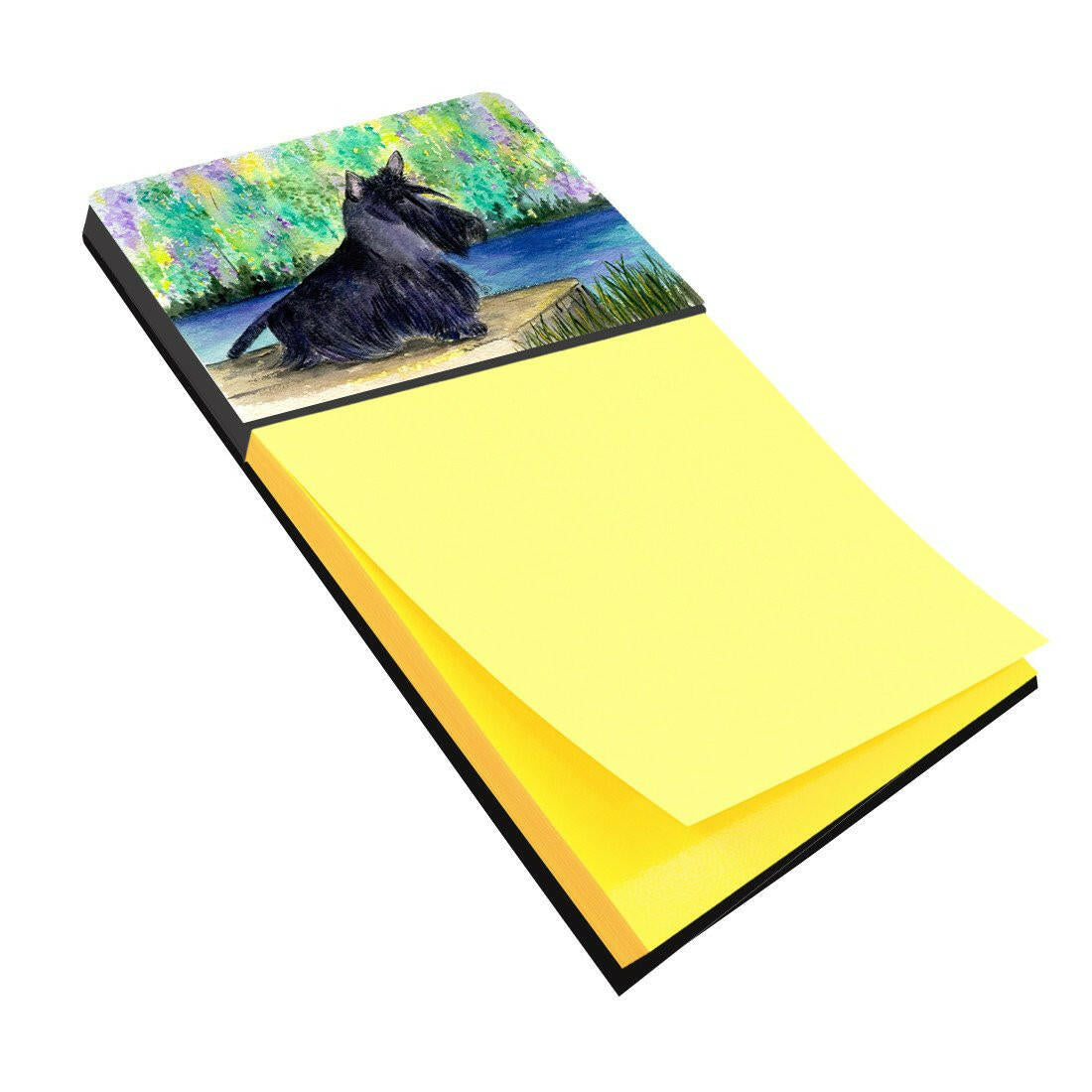 Scottish Terrier Watercolor Sticky Note Holder Refillable Dispenser Desk Accessory 3x3 Pad Gift