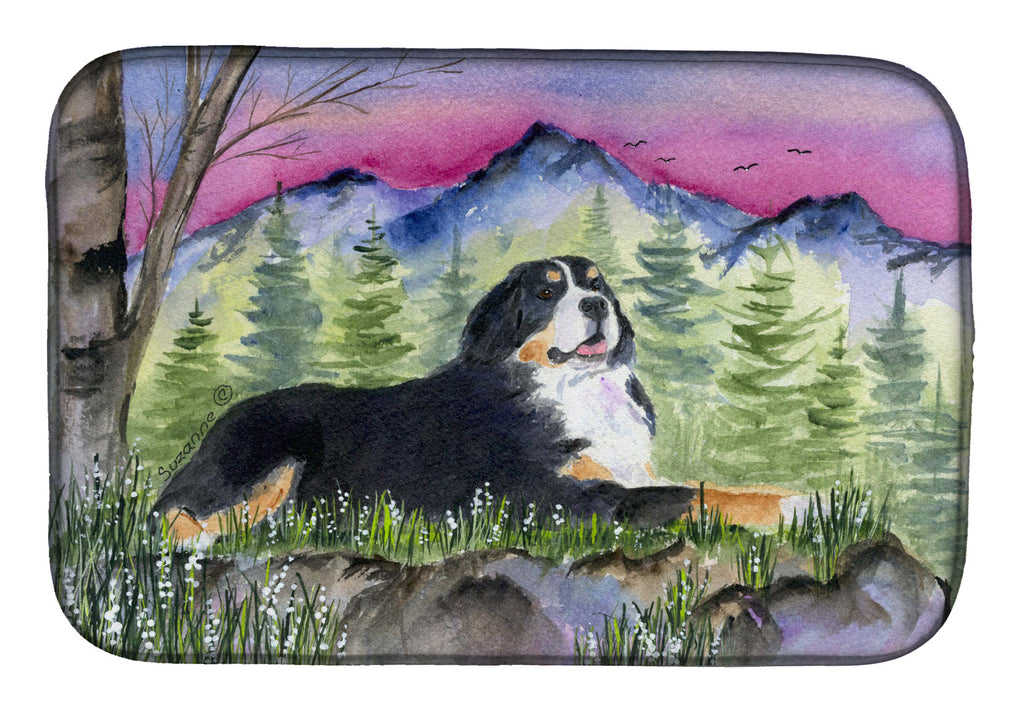 Bernese Mountain Dog Dish Drying Mat Absorbent Dish Drying Mat Pad for Kitchen Counter Dish Drainer Mat for Countertop, 14 x 21", Multicolor