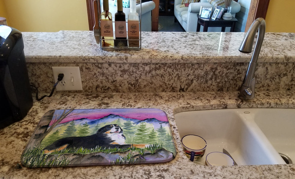 Bernese Mountain Dog Dish Drying Mat Absorbent Dish Drying Mat Pad for Kitchen Counter Dish Drainer Mat for Countertop, 14 x 21", Multicolor