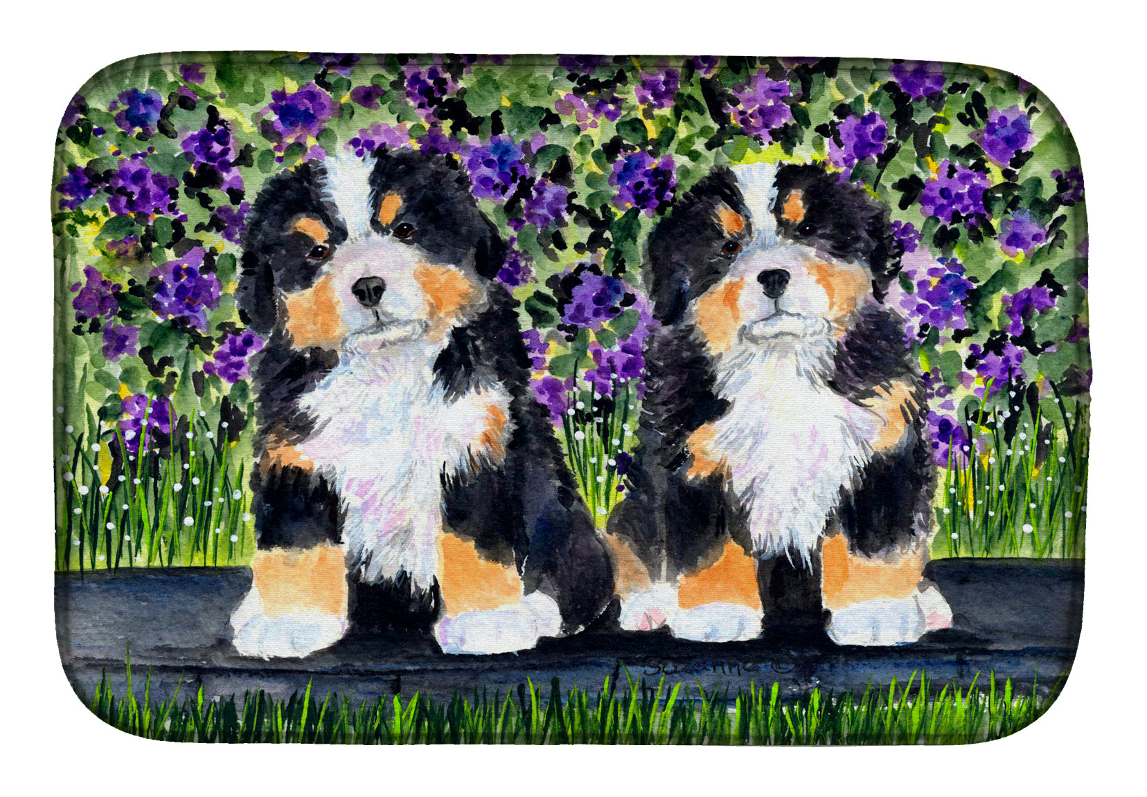 Bernese Mountain Dog Dish Drying Mat Absorbent Dish Drying Mat Pad for Kitchen Counter Dish Drainer Mat for Countertop, 14 x 21", Multicolor