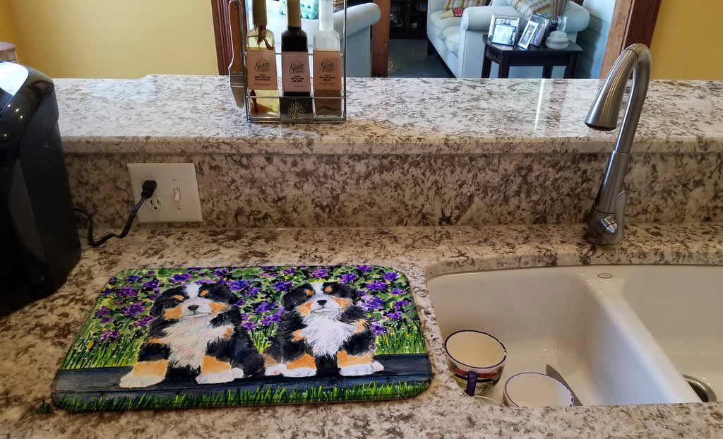Bernese Mountain Dog Dish Drying Mat Absorbent Dish Drying Mat Pad for Kitchen Counter Dish Drainer Mat for Countertop, 14 x 21", Multicolor