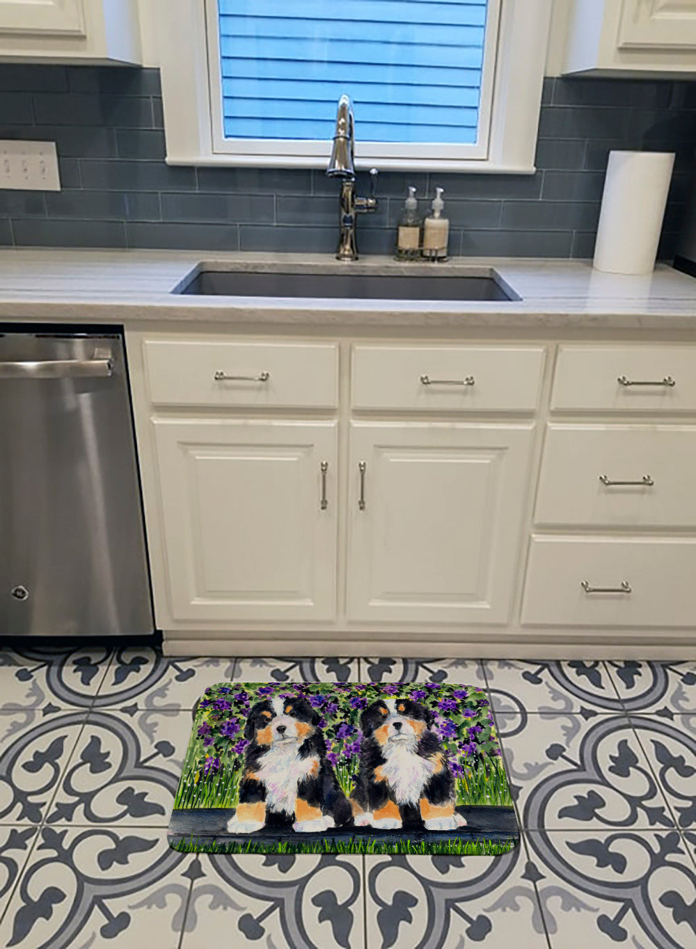 Bernese Mountain Dog Memory Foam Kitchen Mat Machine Washable Anti-Fatigue Cushion Comfort Bath or Kitchen Rug