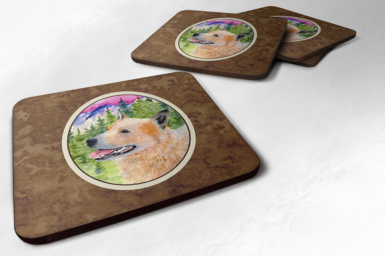 Australian Cattle Dog Foam Coasters Set of 4 Cup Coasters for Indoor Outdoor, Tabletop Protection, Anti Slip, Mouse pad Material